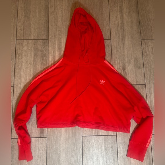 Adidas Women's Vibrant Red Hoodie Sweater oversized - Picture 1 of 4